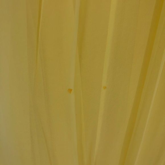 70’s Vintage Yellow Maxi Dress Embroidered Sheer Long Sleeve Ribbon Trim Gown - Picture 10 of 13